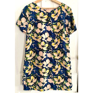 J Crew Women’s Short Sleeve Floral colorful Gallery Shift Dress Size 10 (medium)